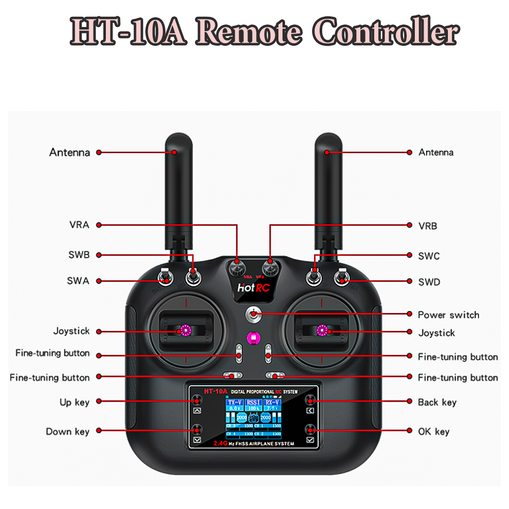 Hotrc HT-10A 2.4G 10CH Transmi - Drone Rc Receiver And Transmitter ulasan dan harga