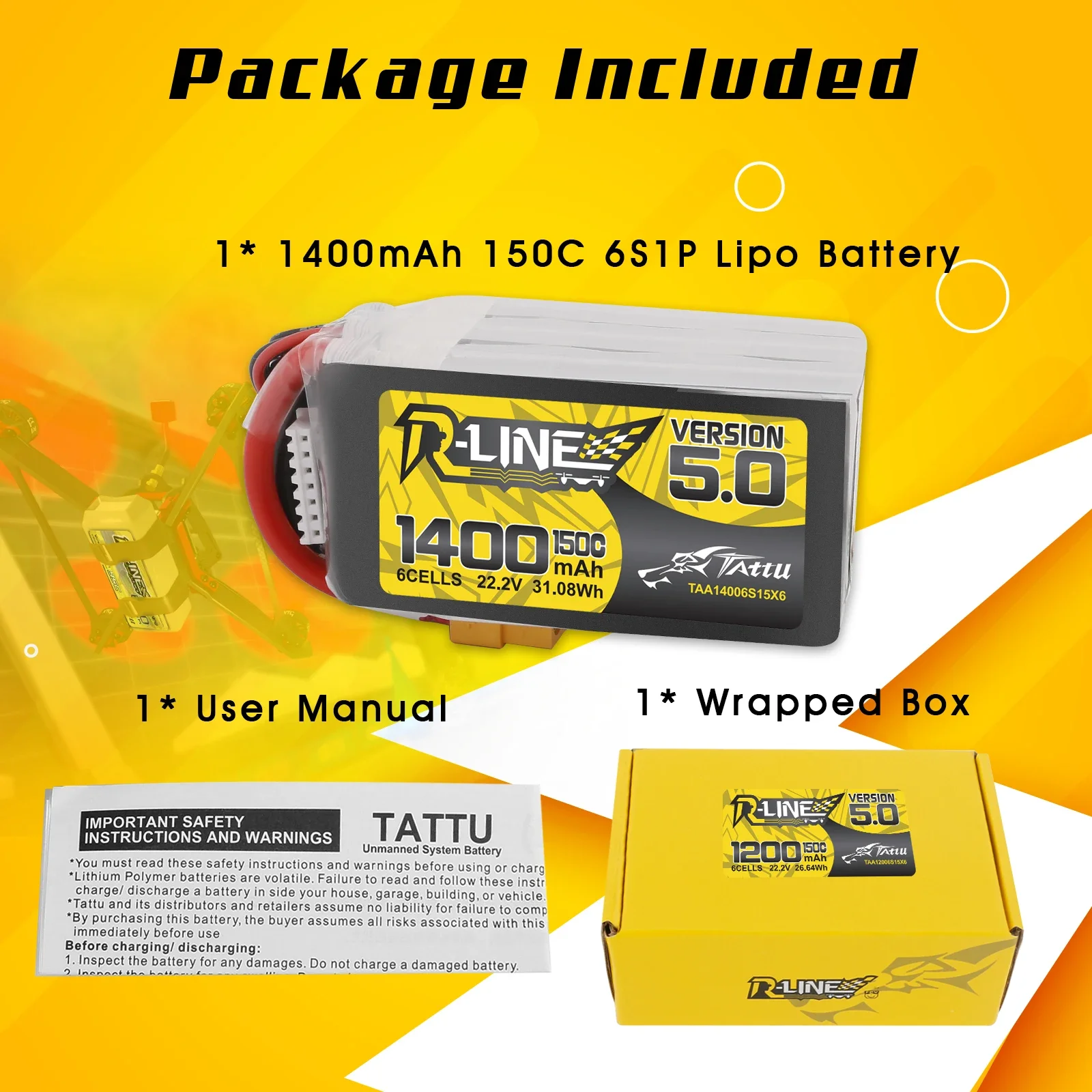 Tattu r-line baterai 1200mAh 1 - Drone Frame 5 Inch ulasan dan harga